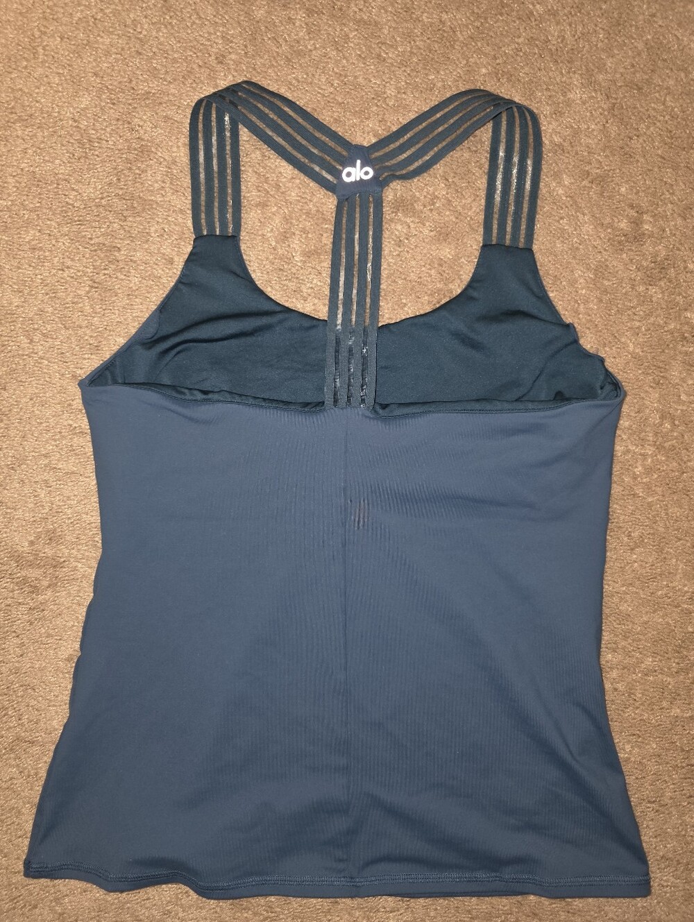 ALO Yoga Escape teal blue bra tank top L